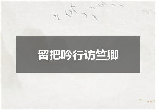 留把吟行访竺卿