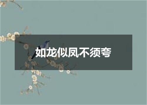 如龙似凤不须夸
