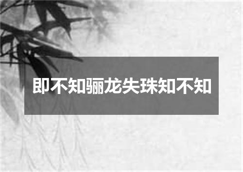 即不知骊龙失珠知不知