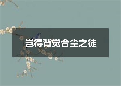 岂得背觉合尘之徒