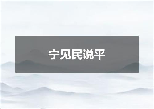 宁见民说平