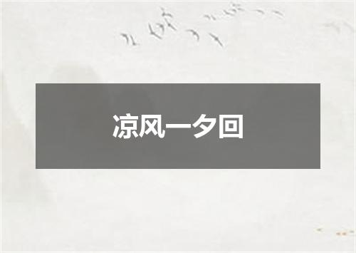 凉风一夕回