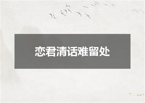 恋君清话难留处