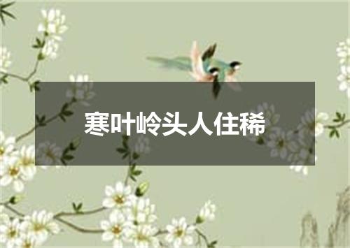 寒叶岭头人住稀