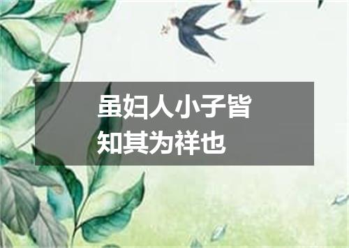虽妇人小子皆知其为祥也