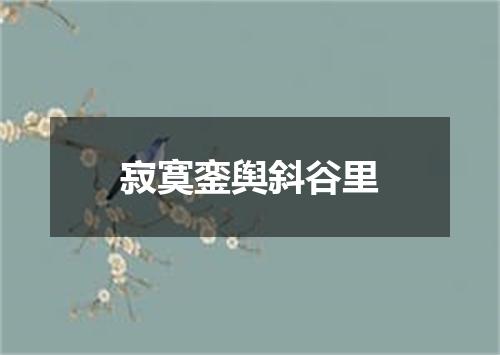 寂寞銮舆斜谷里