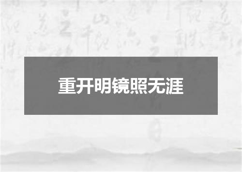 重开明镜照无涯