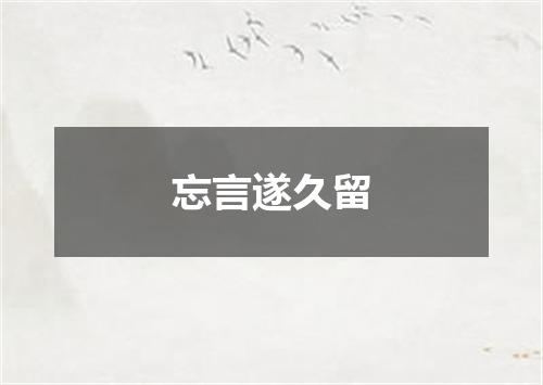 忘言遂久留