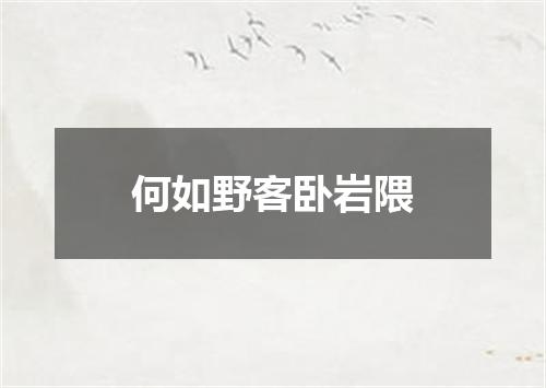何如野客卧岩隈