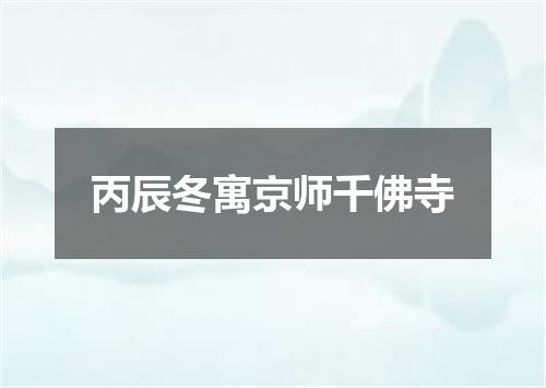 丙辰冬寓京师千佛寺