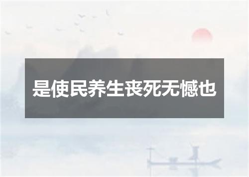 是使民养生丧死无憾也