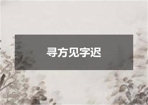 寻方见字迟