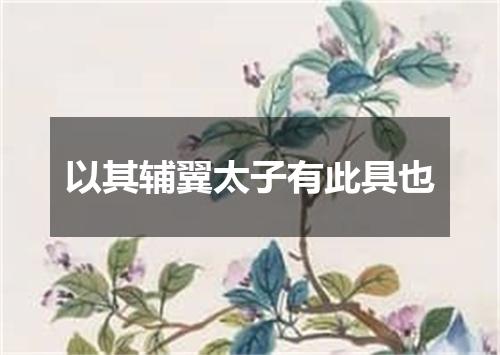 以其辅翼太子有此具也