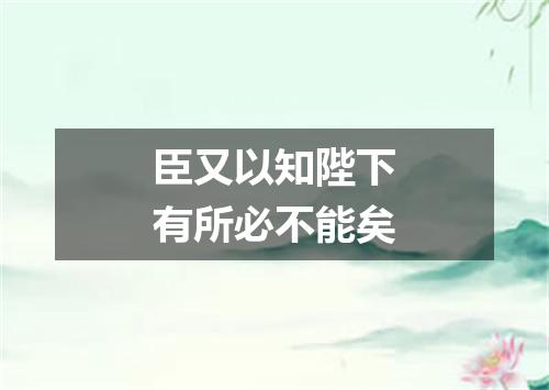 臣又以知陛下有所必不能矣