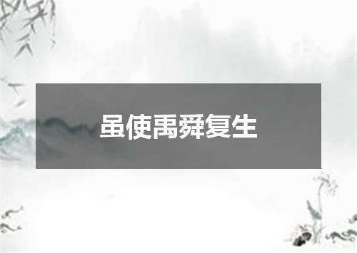 虽使禹舜复生