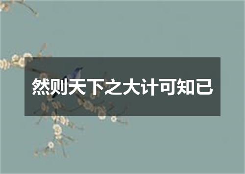 然则天下之大计可知已