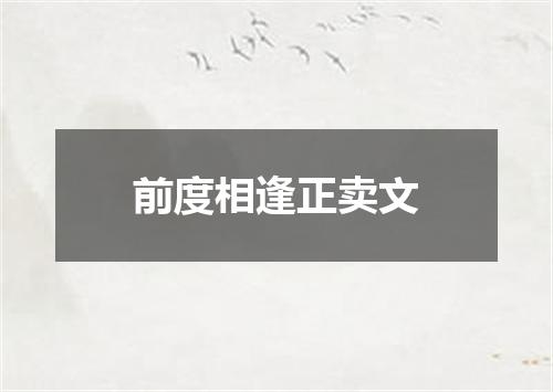 前度相逢正卖文