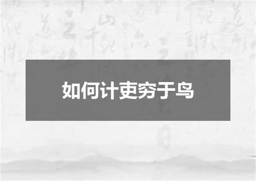 如何计吏穷于鸟