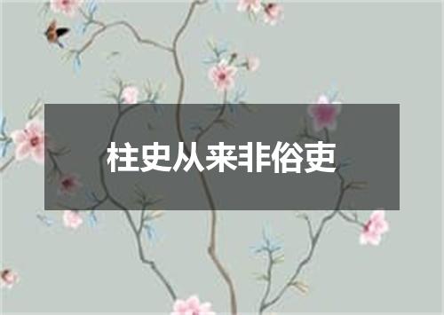 柱史从来非俗吏