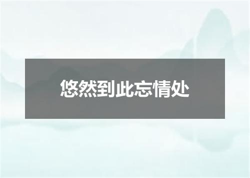 悠然到此忘情处