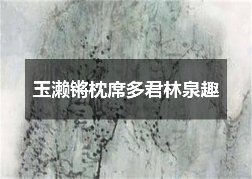 玉濑锵枕席多君林泉趣