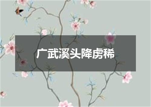广武溪头降虏稀