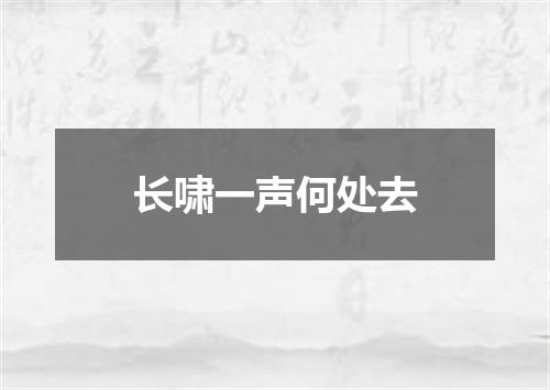 长啸一声何处去