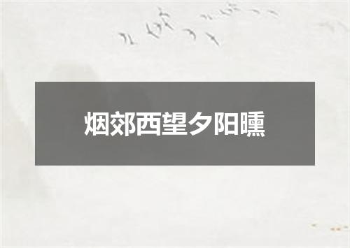 烟郊西望夕阳曛