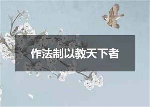 作法制以教天下者