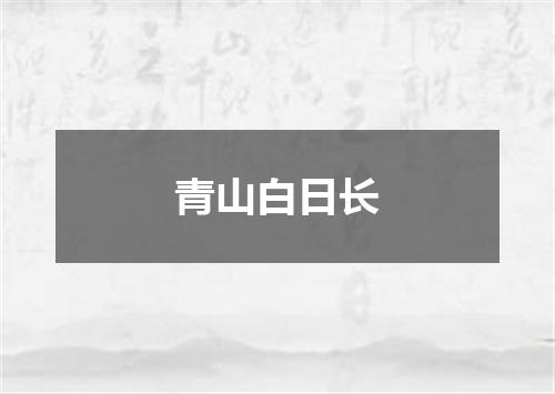 青山白日长