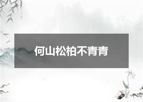 何山松柏不青青