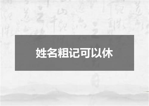 姓名粗记可以休