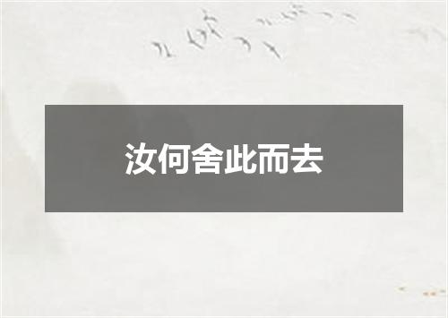 汝何舍此而去