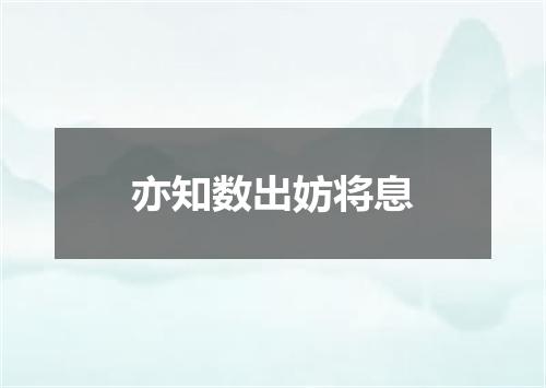 亦知数出妨将息