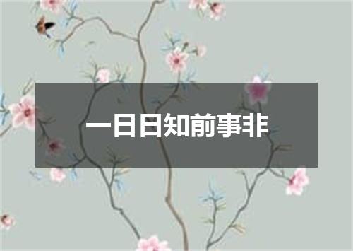 一日日知前事非