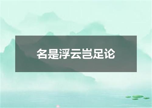 名是浮云岂足论