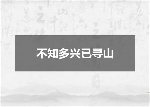 不知多兴已寻山