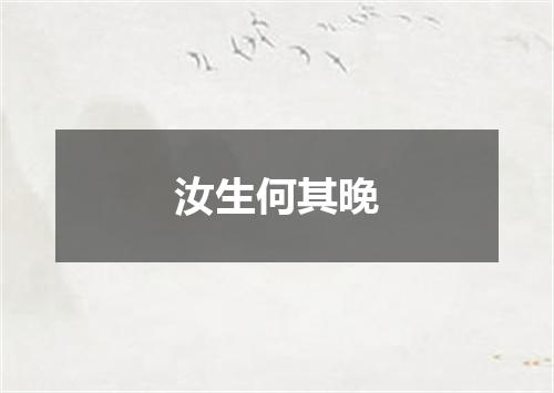 汝生何其晚