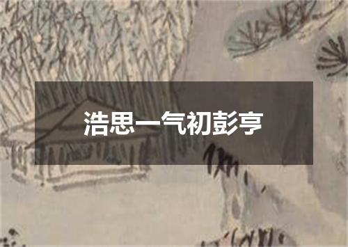 浩思一气初彭亨