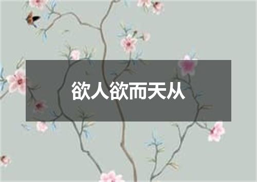 欲人欲而天从
