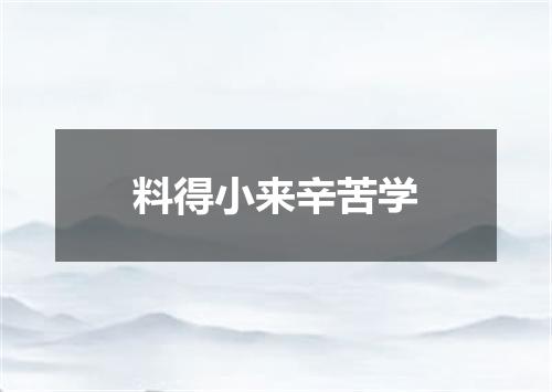 料得小来辛苦学