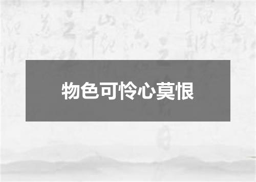 物色可怜心莫恨