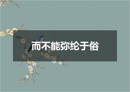 而不能弥纶于俗