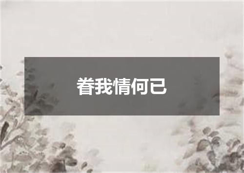 眷我情何已