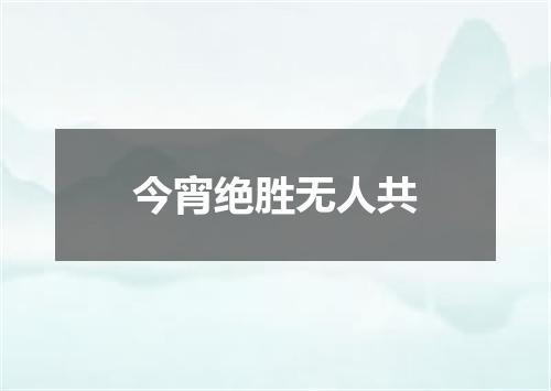 今宵绝胜无人共