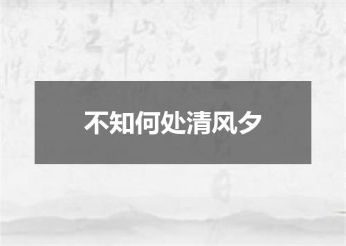 不知何处清风夕