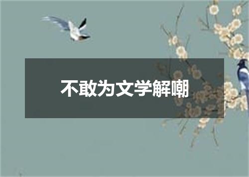 不敢为文学解嘲