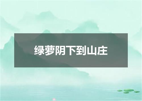绿萝阴下到山庄