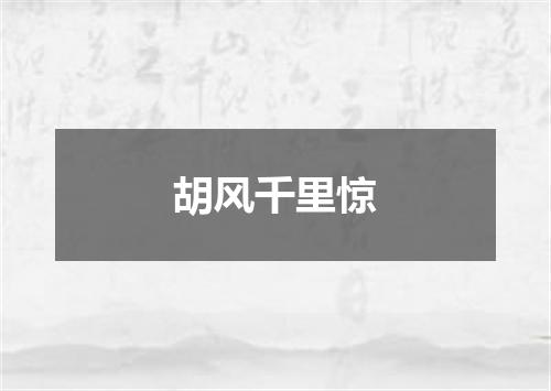 胡风千里惊