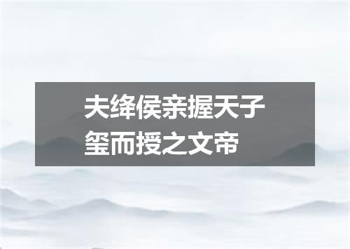 夫绛侯亲握天子玺而授之文帝